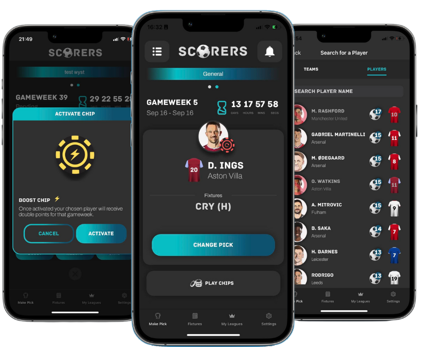 Scorers Fantasy Football App Screenshots